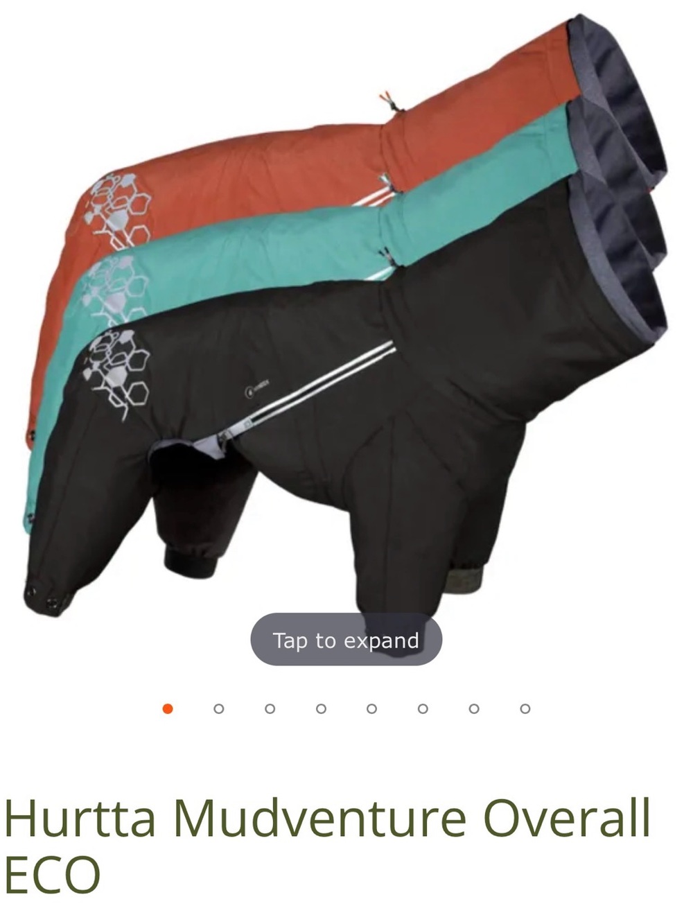 **ISO** 12S or 12M Hurtta Mudventure Overall ECO Dog Jacket - Black, Teal, Rust